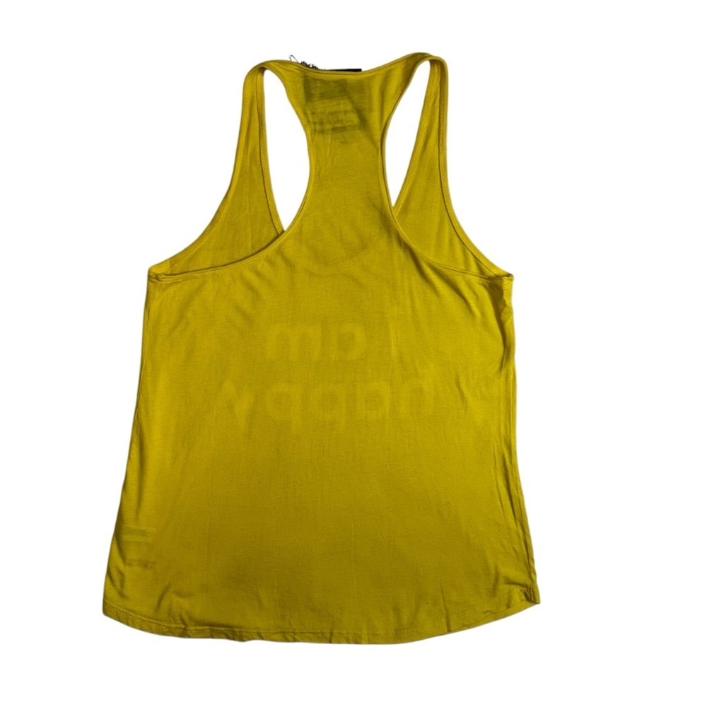 Peace Love World Yellow Tank Top 
Tee Shirt Size SM Racerback I am happy NWT - Picture 14 of 14